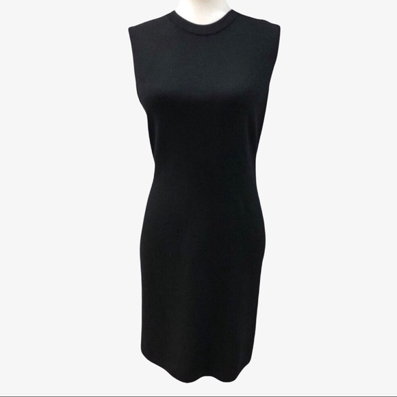 St. John Dresses & Skirts - St John Black Knit Sheath Dress High Neck Size 6